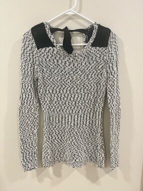 Maurices Black & White Knit Tie-Back Sweater-Size Small
